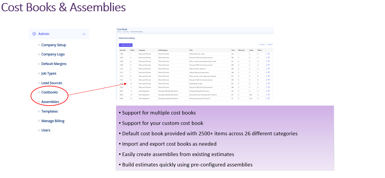 Cost Books & Assemblies
